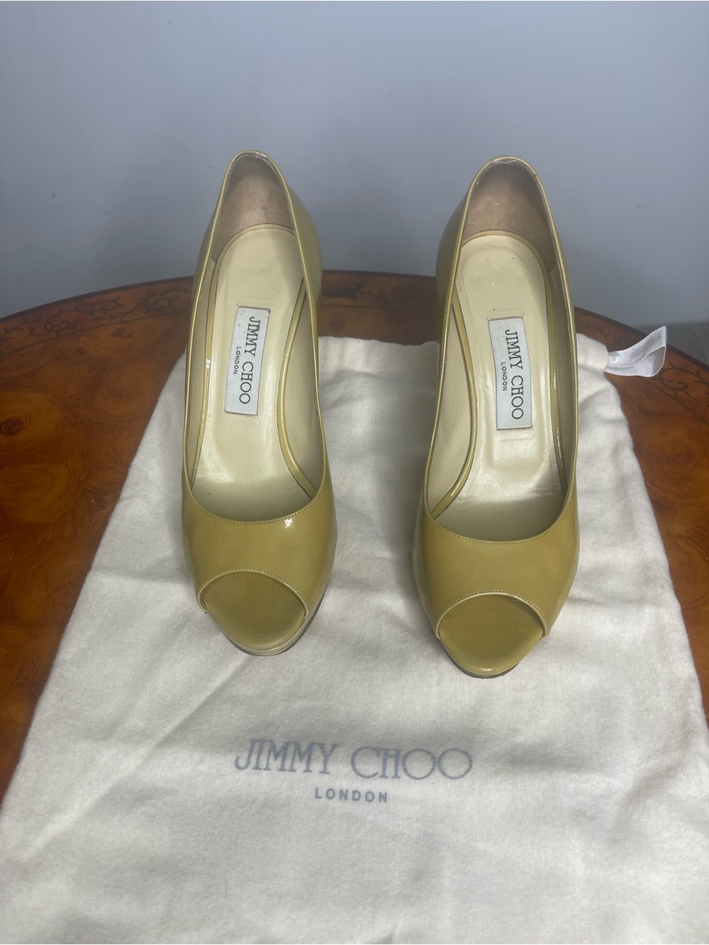 Jimmy Choo Women's Peep-Toe Patent Leather Pumps - Light Yellow